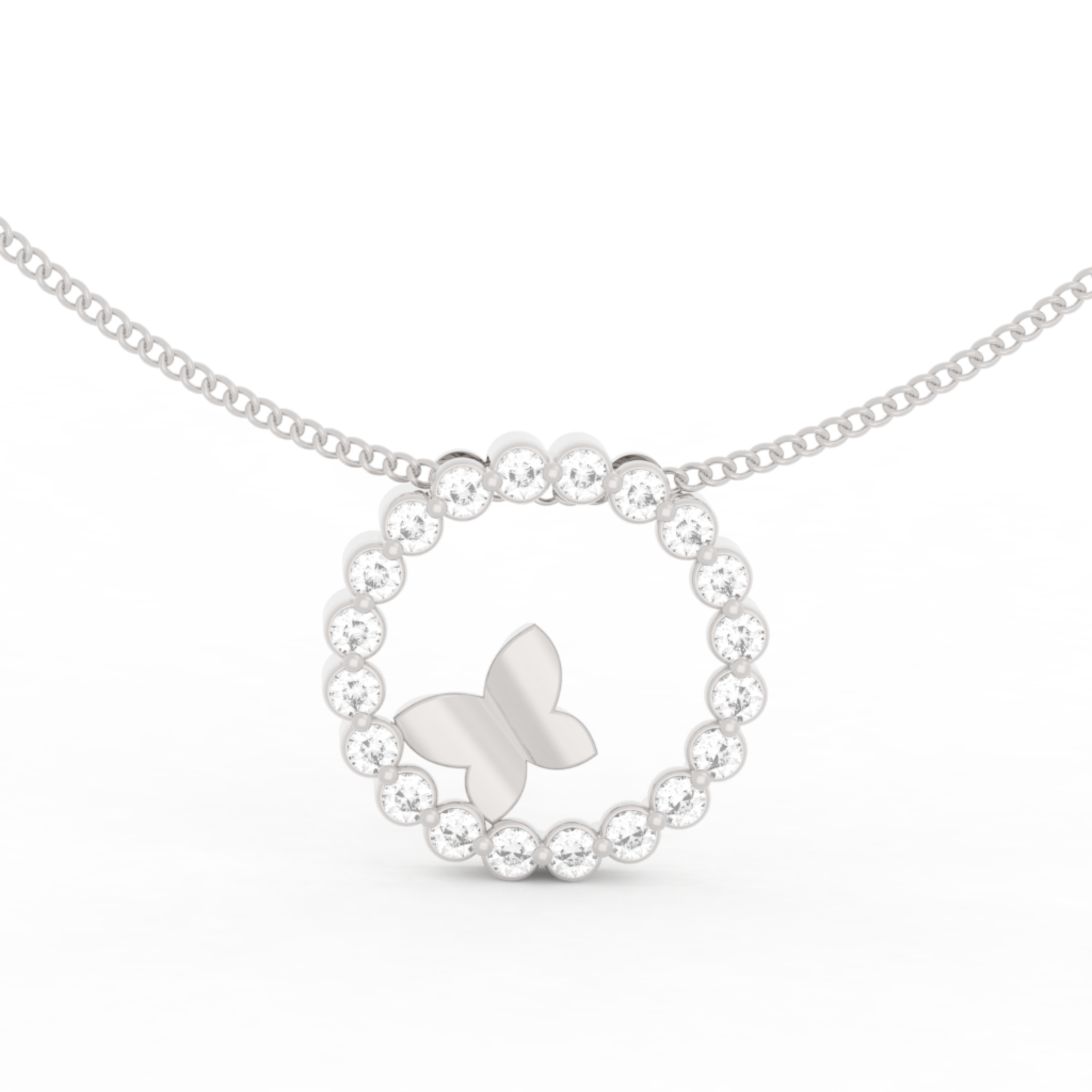 Antique Ring With Butterfly Pendant With Chain, Hallmarked 925 Sterling Silver